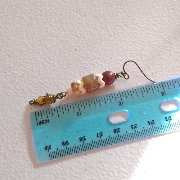 OOAK Feminine & Sexy Dangle Earrings! Fall Hues Boho Mixed Media Bead Selection - Picture 8 of 9